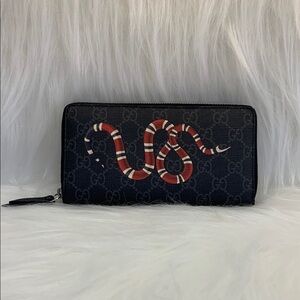 Gucci Black Wallet with Red and White Snake Motif